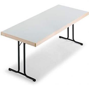 Mesa Plegable con Estructura de Doble T, 1500 x 800 mm, Estructura Gris Antracita y Superficie Gris Claro