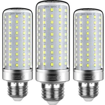 Bombilla LED E27 20W Blanco Frío 6000k,LED Maíz Bombilla,200W Bombilla Incandescente Equivalente,2200LM Puede reemplazar 150W~200W Lámpara Halógena,Alto Brillo CRI 85 ,No Regulable,Paquete de 3