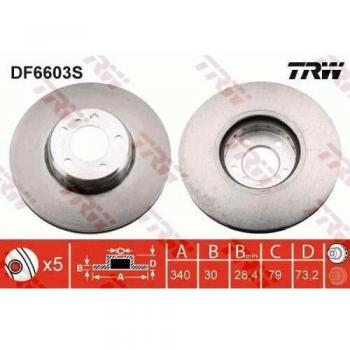 Disco de freno TRW DF6603S para BMW, 340mm, ventilado, compatible con modelos F20, F30, F31 y F80
