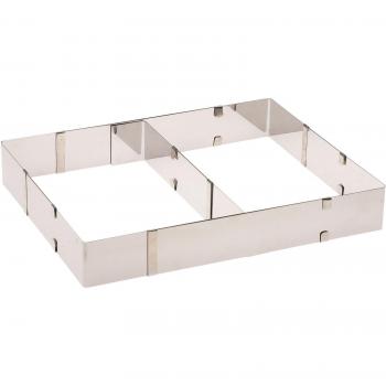 Westmark Marco para pastel/pizza, Marco para hornear con separaciones, ajustable en longitud y anchura, Acero inoxidable, Plateado, 31322260