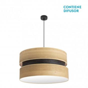 Lámpara Colgante Colet 3xe27 Negro/Madera Clara