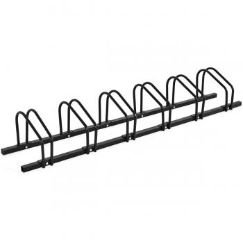 Aparcabicicletas Costway para 6 Bicicletas, Portabicicletas de Jardín y Garaje, Soporte Negro 180 x 32,5 x 26 cm