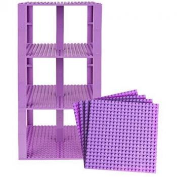 Pack de 4 bases con ladrillos apiladores 2 x 2 - Construcción en forma de torre - Compatible con todas las marcas - 15,24 x 15,24 cm - Lavanda