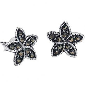 Blume Flor Mujer Set de Pendientes Plateado, En Plata de Primera Ley,