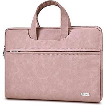 TECOOL 13-13,5 Funda Portatil, 14 Pulgadas Ultrabook Funda Ordenador Protectora Maletín Bolsa Cuero para 2010-2021 MacBook Air 13 / Macbook Pro 13 14, 13,5 Surface Laptop, MateBook D14 - Rosado