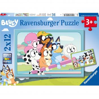 Ravensburger - Puzzle 2X12 Bluey con divertidas piezas para armar