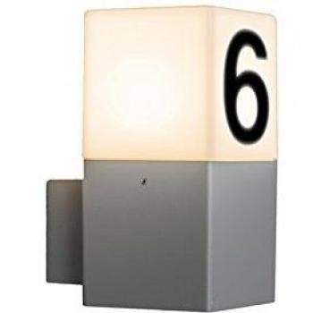 Aplique moderno gris IP44 con número cívico de aluminio y plástico - DENMARK