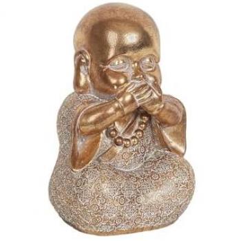 Figura Decorativa Romimex Dorado Resina Boca Monje 16 x 22 x 15 cm