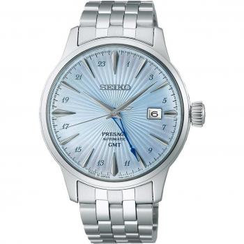 Seiko Presage Cocktail Time GMT Sky Diving Automatic Watch Light Blue SSKJ3701