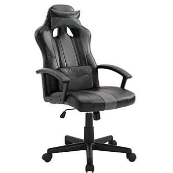 Silla Gaming Ergonómica Negra y Gris Crash con Soporte Lumbar, Reposacabezas, Giratoria y Altura Ajustable