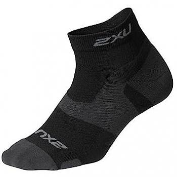 Calcetines de Compresión 2XU Vectr Light Cushion 1/4 Crew Unisex Negro/Titanio Talla S