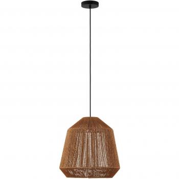 Lámpara colgante Lindby Otso, 40 cm de altura, bambú, E27, tradicional en marrón hecho de madera para salón y comedor (1 llama)
