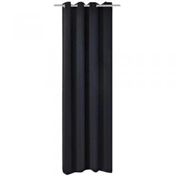 vidaXL Cortina Opaca con Ojales Ventanas Salón Dormitorio Sala de Estar Cocina Privacidad Protección Decoración para Hogar de Metal 270x245cm Negra
