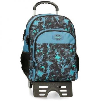 Mochila Escolar Unisex para Niños Roll Road Soccer con Carro, Dos Compartimentos, Poliéster, 33x44x17 cm, 24.68L