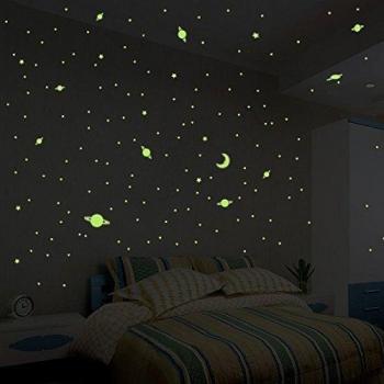 Ambiance-Live J-SCY-002+J-SCY-003 Pegatinas de Pared, Vinilo, Phosphoresent, 70 x 50 cm