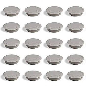 EMUCA - Pasacables de Mesa Circular Ø60mm de plástico Gris, Tapa pasacables encastrable en Mesa de Oficina/Escritorio, Lote de 20