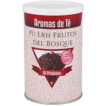 Aromas de Té - Té Rojo Pu Erh Frutas del Bosque en Bolsitas Frutos Rojos con Trozos de Fresa y Moras, 20 Pirámides