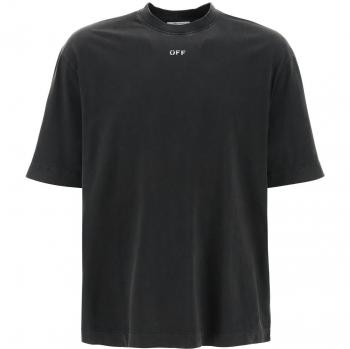 Off-White Men's Printed Cotton T-Shirt in Black | Size XS | OMAA120C99JER006