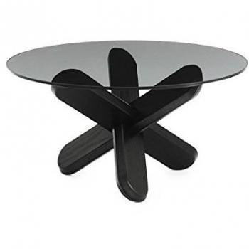 Normann Ding Table Black Smoked Glass - Røget glas