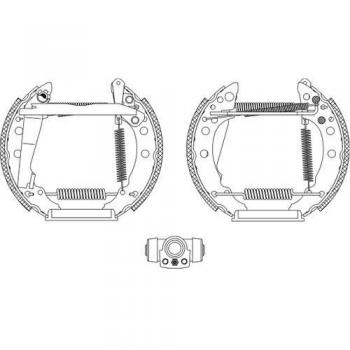 Kit de frenos de tambor HELLA 8DB 355 003-741 con cilindro de rueda y elemento de ajuste para VOLKSWAGEN Lupo / Lupo 3L