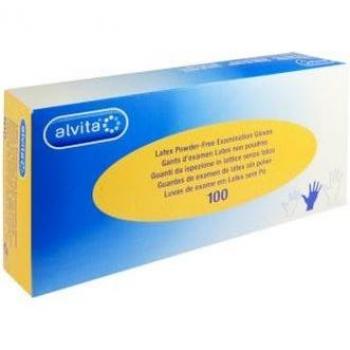 Guante de examen Alvita Látex sin polvo Talla S 100 unidades