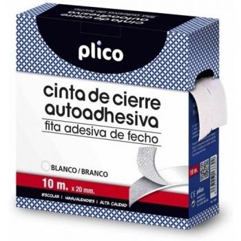 Plico 13330 - Cinta de cierre adhesiva, 20 mm x 10 m, color blanco