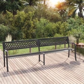 Twin Garden Bench 246 cm Black Steel