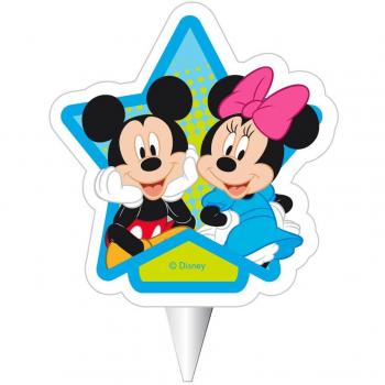 Dekora Mickey y Minnie Vela de Cumpleaños 2D Mickey & Minnie Mouse, Cera, Multicolor, 7.5