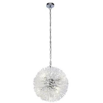 Colgante contemporáneo de 7 luces en cromado con cuentas de cristal transparente - Searchlight Sunspray