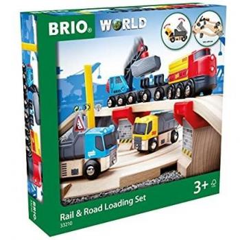 BRIO World Rail and Road Loading Train Set for Kids Age 3 Years Up - Compatible with all BRIO Railway Sets & Accessories