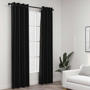 Cortinas de oscurecimiento efecto lino 2 piezas antracita 140x245 cm