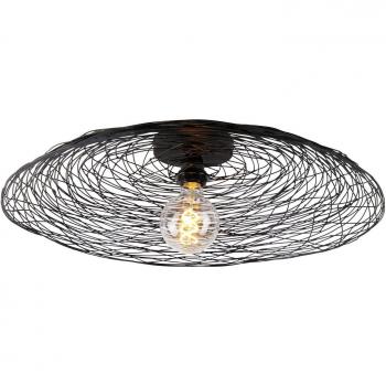 Plafón de techo Lindby Thorian, negro, hierro, Ø 40 cm, E27, diseño moderno para salón y comedor (1 llama)