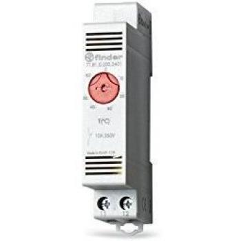 Termostato Finder 7T.81.0.000.2401 para armario eléctrico, rango de -20 a +40 °C, 1 contacto NC, 10A