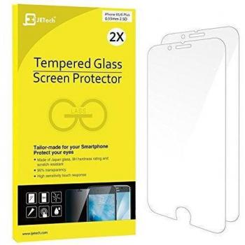 JETech Protector de Pantalla Compatible con iPhone 6s Plus iPhone 6 Plus, Cristal Vidrio Templado, 2 Unidades