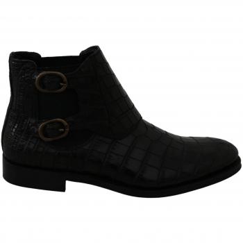 Dolce & Gabbana Black Crocodile Leather Derby Boots Shoes - EU44/US11