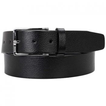 BOSS Erman Men's Black Belt with Pin Buckle, Size 105