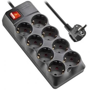 NGS POLE800 - Regleta de Enchufes con Protección contra Sobretensiones, Multienchufe con 8 Tomas Schuko e Interruptor, 250V CA hasta 10A