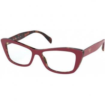 Prada PR 15XV Col. 07C1O1 Women's Cat Eye Red Sunglasses with Transparent Lenses, Size: 53 MM