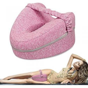 KANRAX Almohadas posicionadoras de Pierna – Mejor para Pierna, Espalda, y Rodilla Pain- Espuma con Efecto Memoria Pierna Almohada con Funda extraíble -Rosado