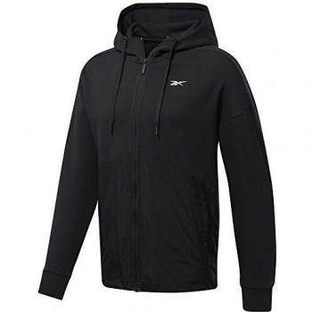 Reebok TS Knit-Woven FZ Hoodie Sudadera, Hombre, Negro, L