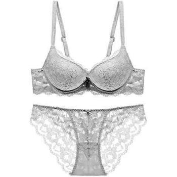 Shekini mujer conjunto de lenceria de encaje sujetador con aros push up y elastico encaje floral bragaszblanco36b