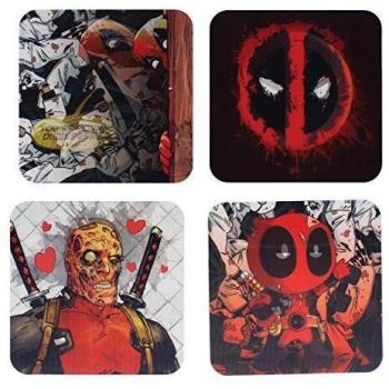 Paladone Deadpool - Posavasos lenticular, 4 Unidades, Producto con Licencia Oficial, Amigos, Familia, cumpleaños o Navidad, Multicolor, Aprox. 8,8 x 8,8 cm