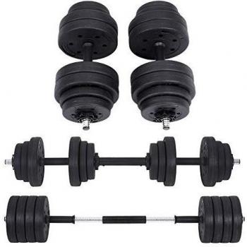 SONGMICS Juego de Mancuernas Ajustables, con Barra Adicional, 30 kg, para Hombres y Mujeres, Entrenamiento de Fitness, Levantamiento de Pesas en el Gimnasio de casa - 1 Par, Negro SYL30HBK