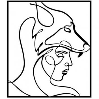 Decoración de Metal Mujer Lobo - Negro - 50x0,15x57 cm