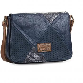 Lois - 96415 Bolso Bandolera Ajustable para Mujer. Cierre con Solapa y Cremallera. Bolsillo Exterior detrás. Piel sintética Polipiel, Color Azul