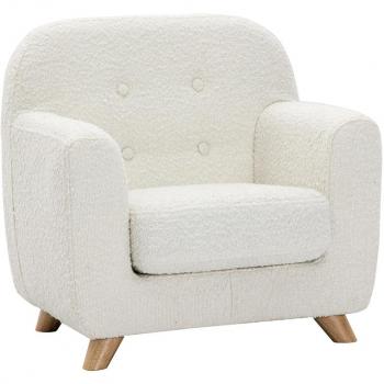 Sillón nórdico para niños de borreguillo blanco y madera clara NORKID