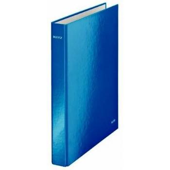 Carpeta de anillas Leitz WOW A4 2 anillas 25mm cartón azul metálico