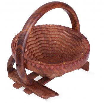 Regalo Día de la Madre Mano artigianale in legno pieghevole frutta Bowl pane cestino con manico