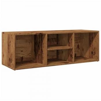 Banco zapatero de madera de ingeniería envejecida 105x35x35 cm Marrón