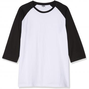 Urban Classics Contrast 3/4 Sleeve Raglan Long-Sleeve Tee Shirt - White/Black